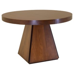 Pierre Cardin Round Obelisk Dining Table in Walnut with Extension Leaf