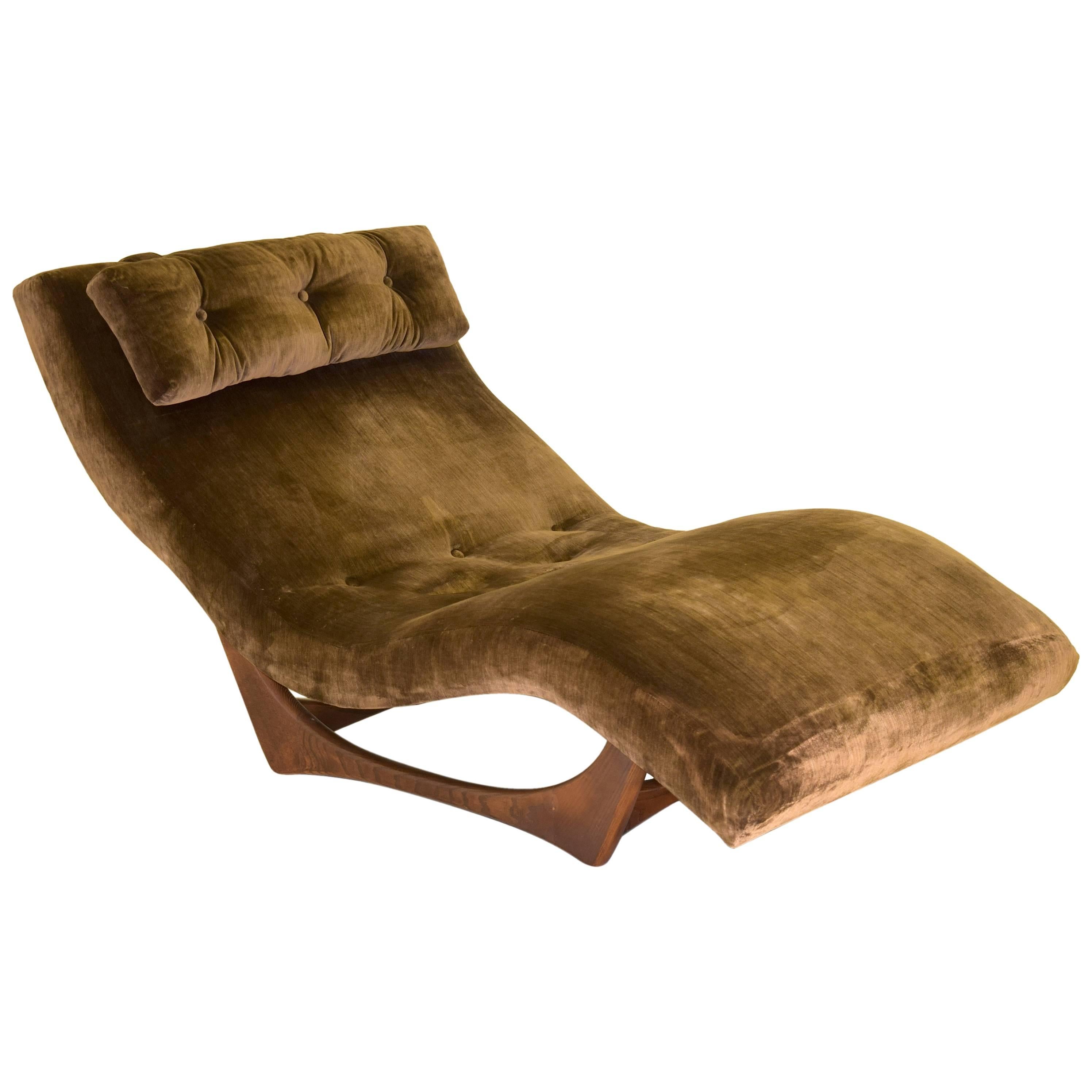 Adrian Pearsall Wave Chaise Longue Chair with Walnut Sculptured Base