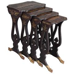 Nest of Four Chinese Export Lacquer Tables