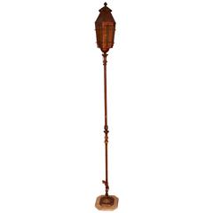 1920s Torchiere Light with Marble Base and Floral Detail 