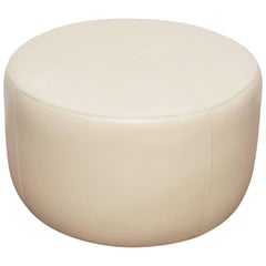 Modern Round Leather Ottoman, Pouf