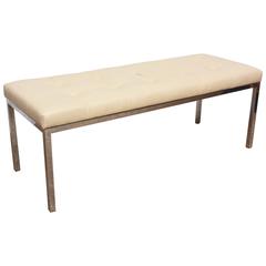 Knoll Style Tufted Leather Bench