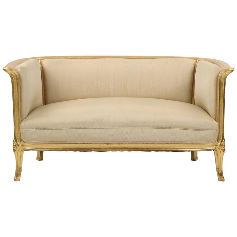 French Art  Nouveau Carved Giltwood Antique Canap  Sofa 