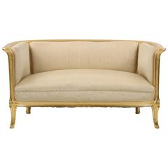 French Art Nouveau Carved Giltwood Antique Canapé Sofa, circa 1900