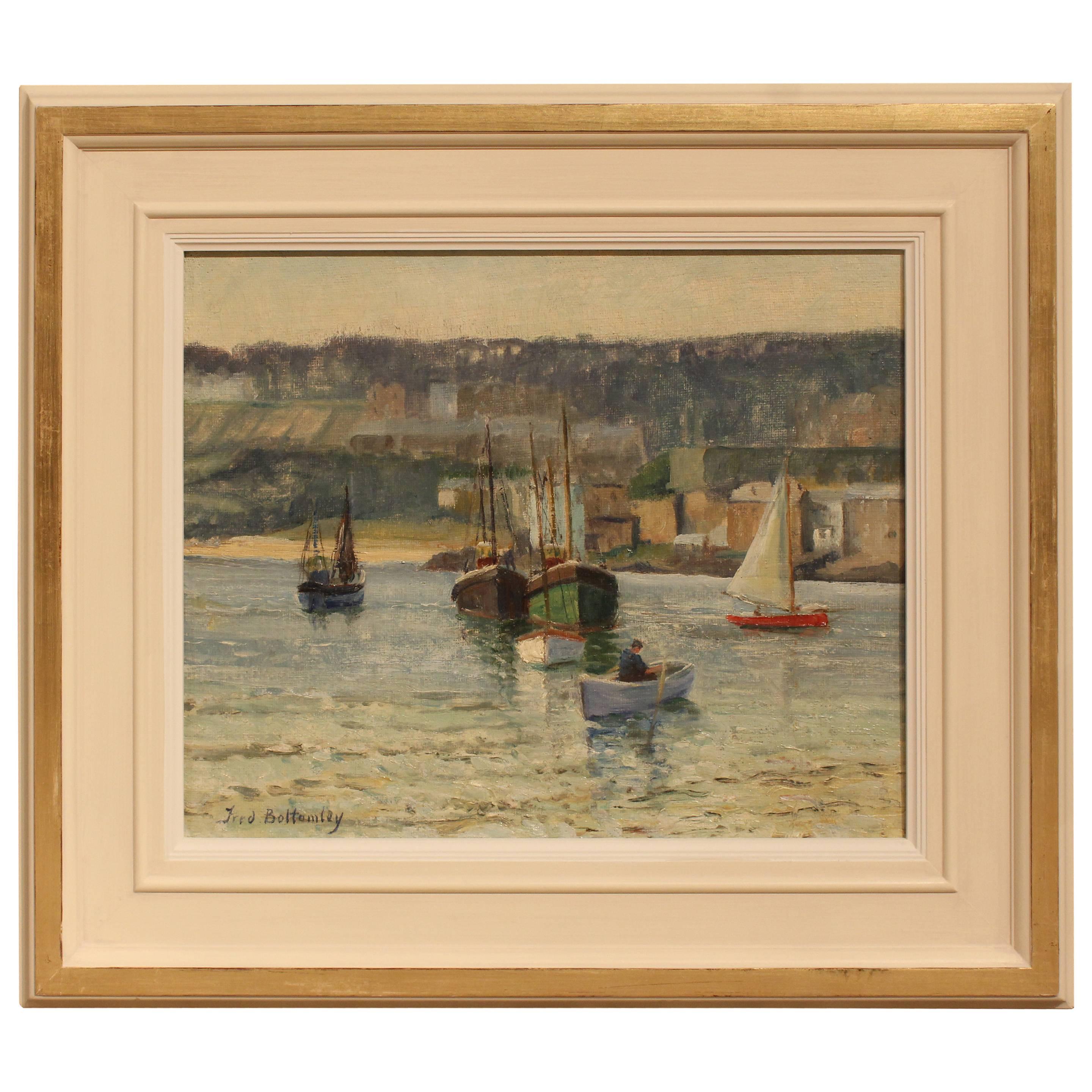 "The Harbour, St.Ives" Oil Painting by Frederick Bottomley