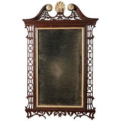 Fine Scottish Chippendale Period Carved Mahogany Fretwork Mirror, circa 1780