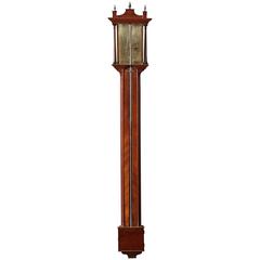 Antique Fine English Stick Barometer in Mahogany circa 1790, Signed Polti