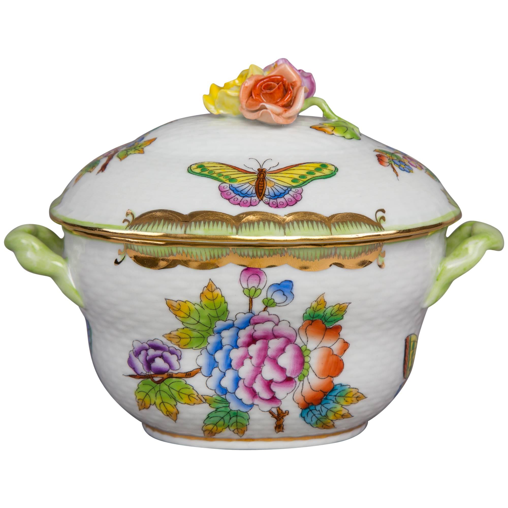 Herend Queen Victoria Candy Box with Handles, circa 1960