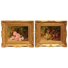 "Still Life Flowers" Pair of Oil Paintings by Vincent Clare