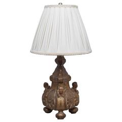 18th Century Gilt and Polychrome Fragment Mounted as a Lamp