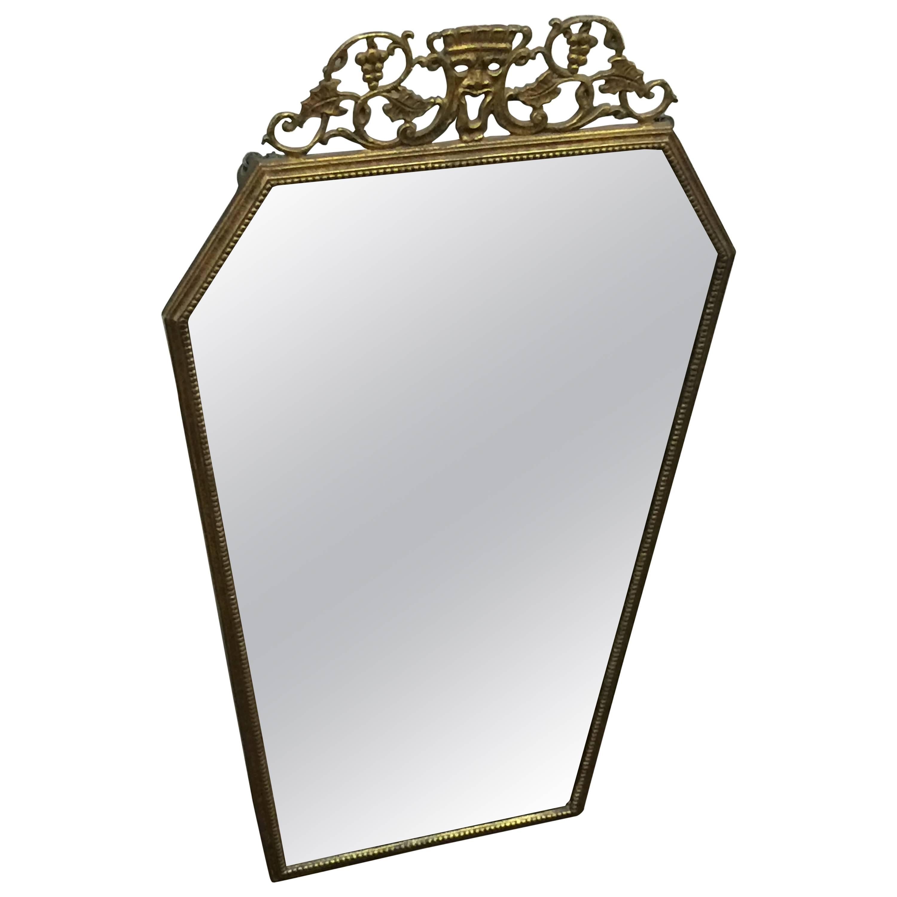  Elegant 1920s Bronze Bacchus Mirror by Oscar Bach For Sale