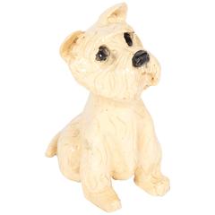 French Vintage Ceramic Westie Dog Sculpture