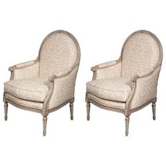 Pair of Louis XVI Style Painted Fauteuils