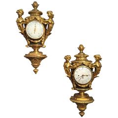 Antique Rare Pair of Ormolu Cartel and Barometer, Paris, circa 1775