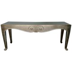 Vintage Silver Leaf "Snail" Console Table by Sally Sirkin Lewis for J. Robert Scott