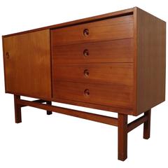Petite Midcentury Four-Drawer Teak Credenza