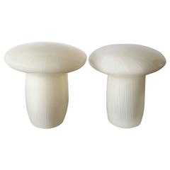Mid-Century Modern Vetri Murano White Glass Mushroom Italian Table Lamp
