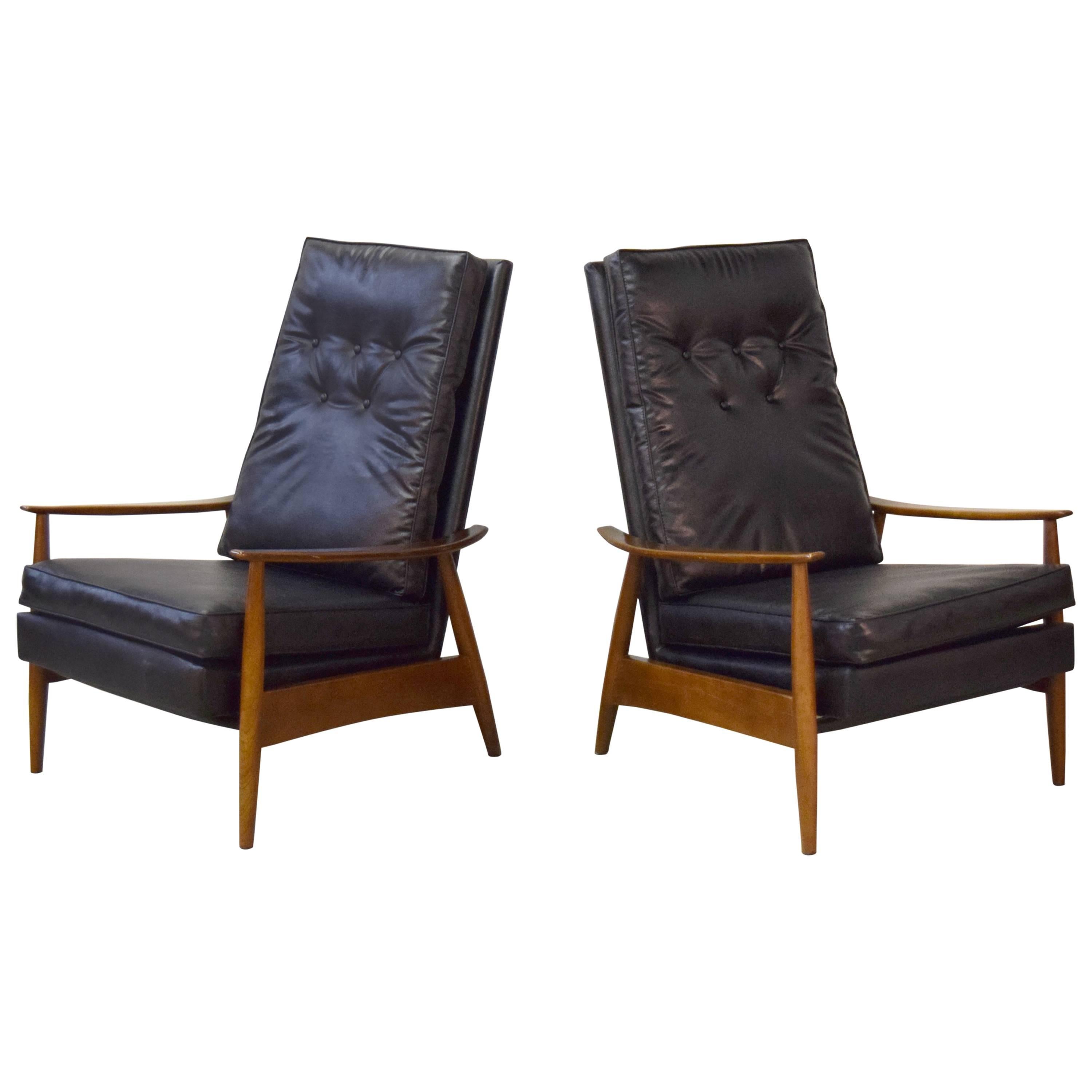 Pair of Milo Baughman Recliner Lounge Chairs