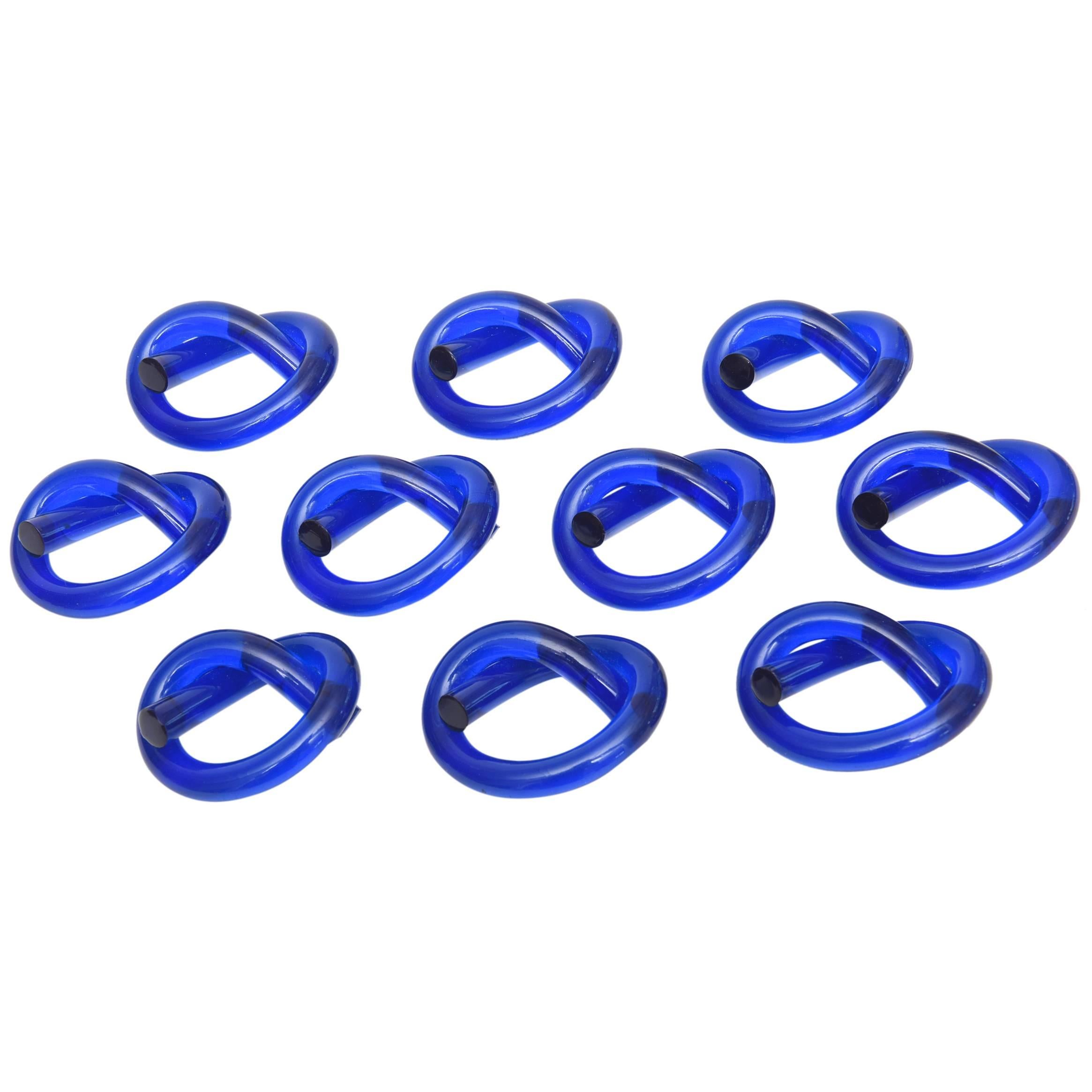 Set of Ten Cobalt Blue Twisted Dorothy Thorpe Napkin Rings