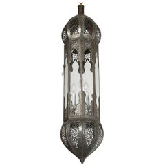 Large Moorish Moroccan Clear Glass Hanging Lantern