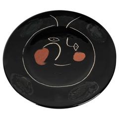 Black Face Service Plate by Pablo Picasso for Madoura, 1948