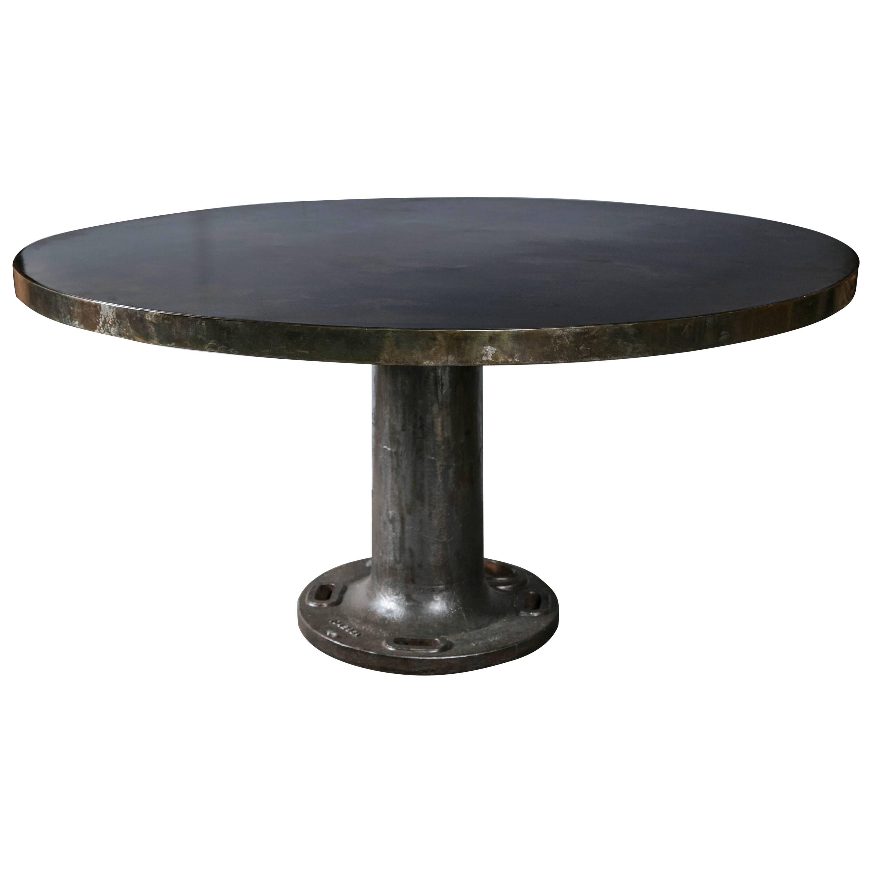 Round Steel Top Industrial Base Table
