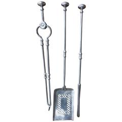 18th-19th Century George III Polished Steel Fire Tool Set, Firetools 7
