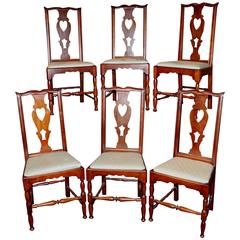 Antique Set of Six 18th Century Cherry Side Chairs probably Hartford, Connecticut