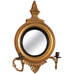 Diminutive Giltwood Girandole Convex Mirror or Looking Glass 
