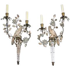 Pair of Bagues Cut Crystal Wall Sconces