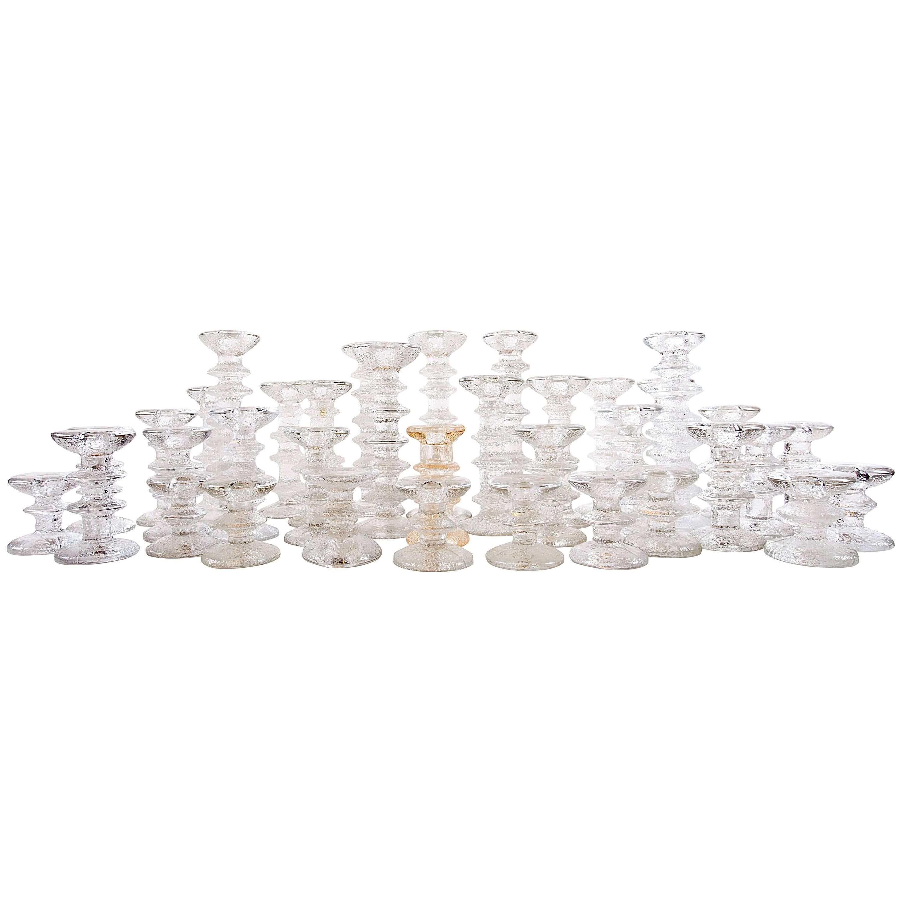 Collection of 36 "ice crystal" candleholders by Sarpaneva for iittala of Finland