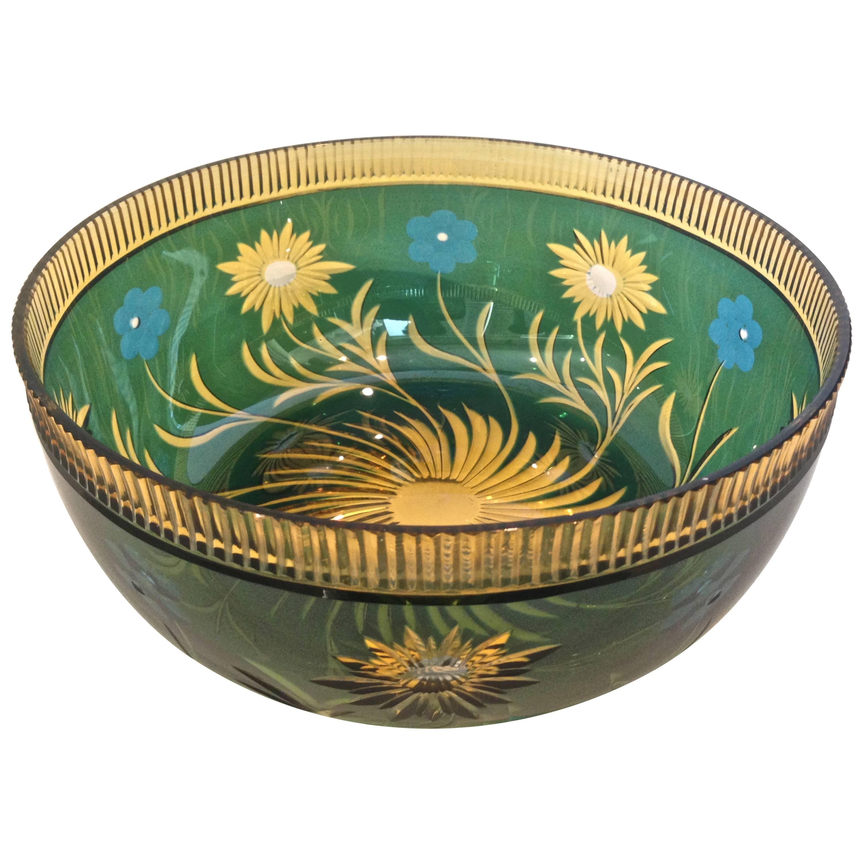 Outstanding Val St Lambert Four Color Bowl, circa 1940
