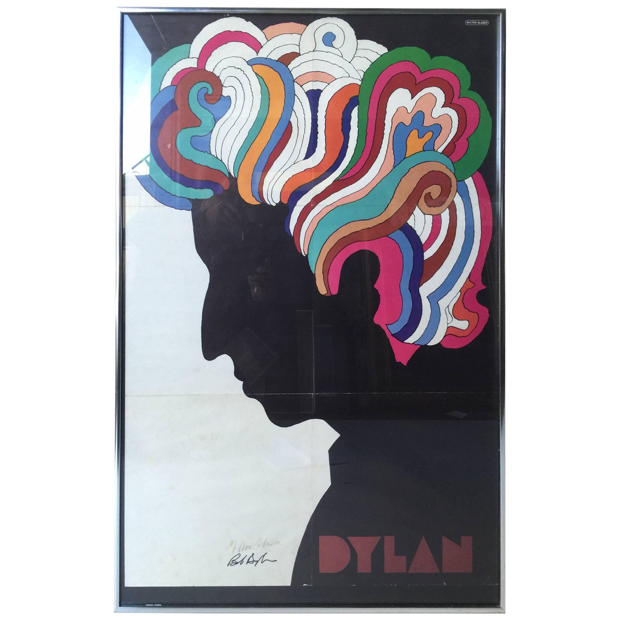Terrific Milton Glaser Offset Lithograph of Music Icon Bob Dylan For Sale