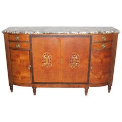 Unique French Art Deco Sideboard / Buffet Burl Amboyna with Macassar Ebony .