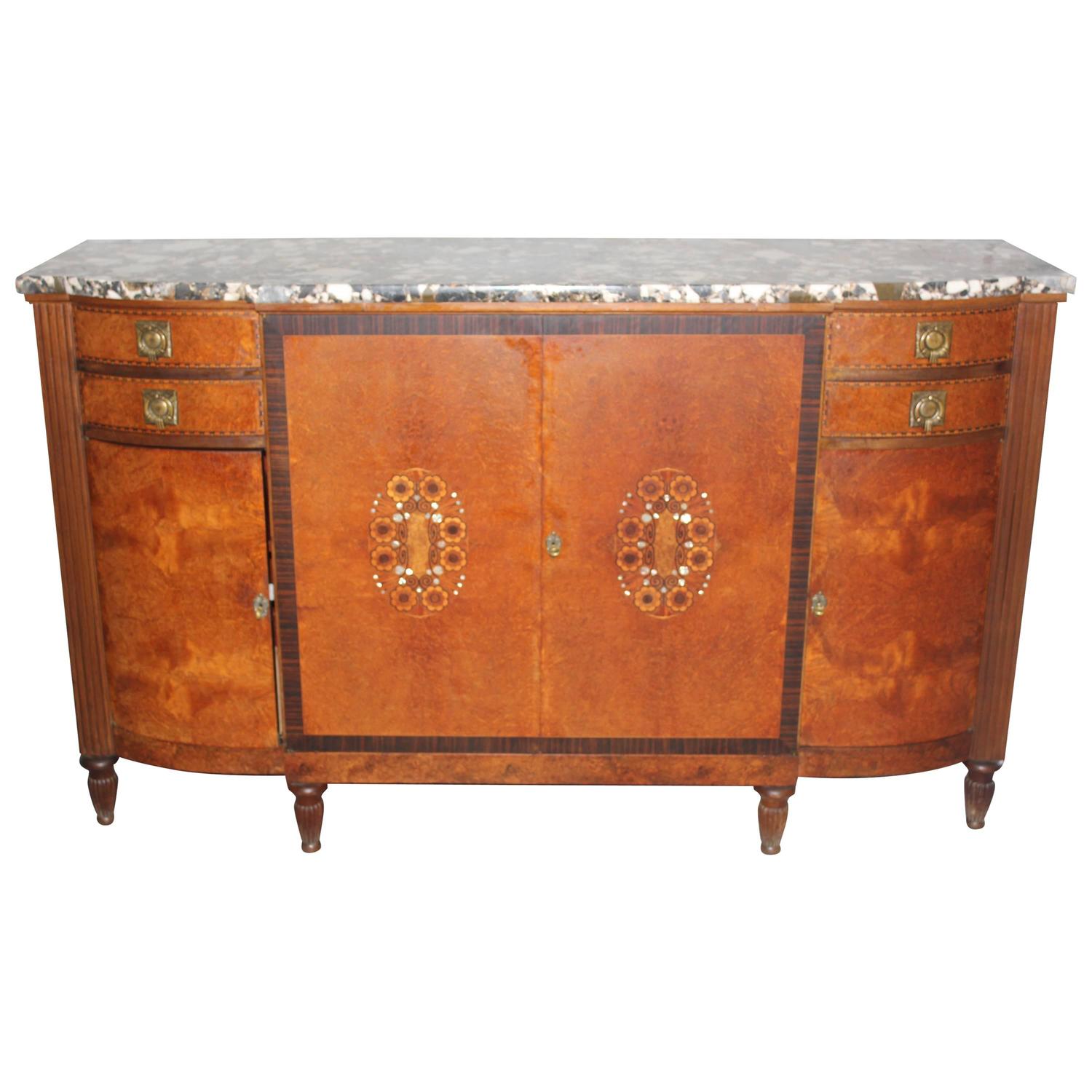 Unique French Art Deco Sideboard / Buffet Burl Amboyna with Macassar