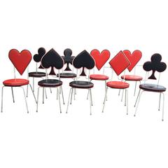 Vintage Card Suit Patio Game Table Chairs