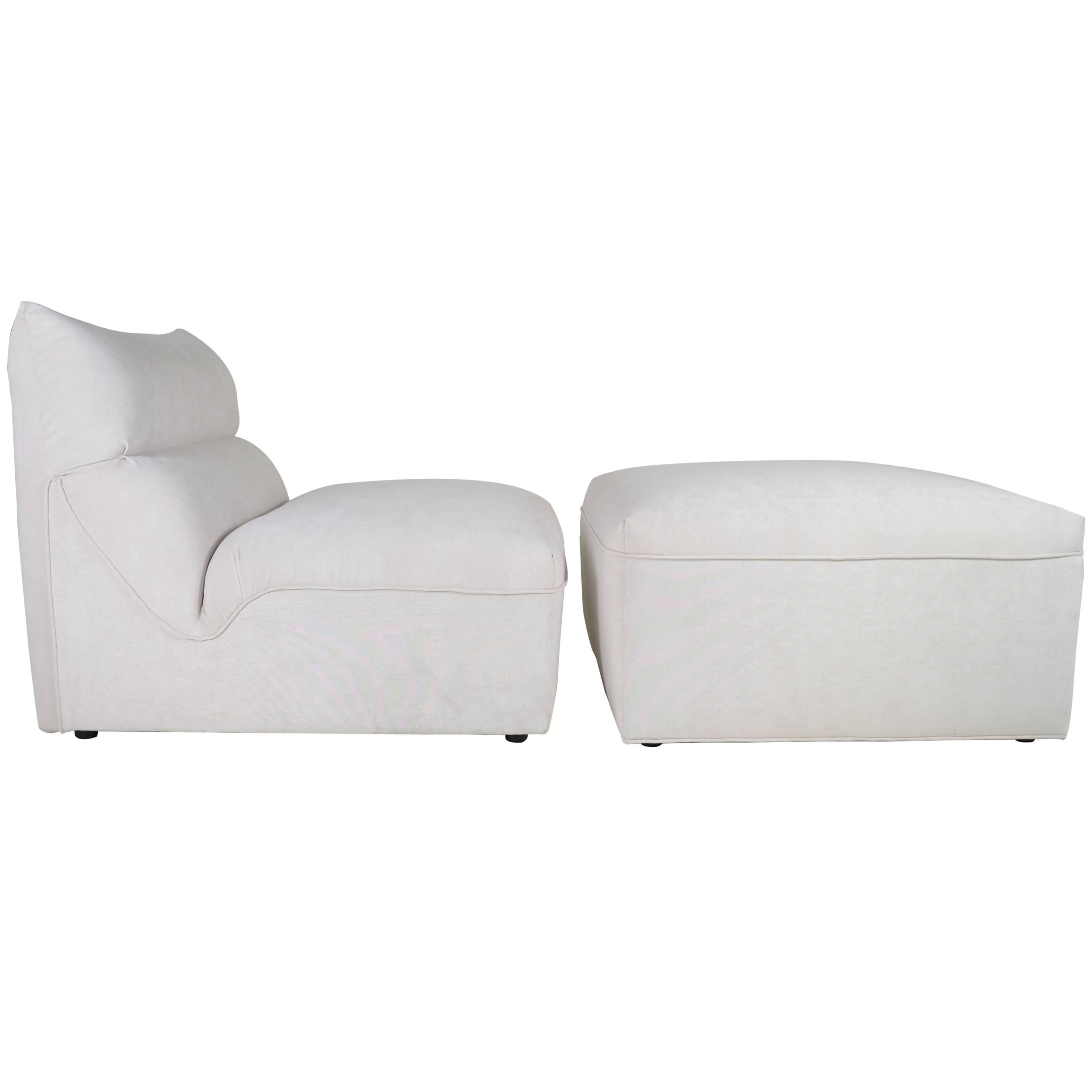 Guido Falescyhini for Pace Lounge Chair and Ottoman, circa 1980s