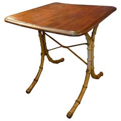 Faux Bamboo Cast Iron Table with Mahogany Top