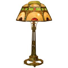 Antique Monumental Austrian Gilt Bronze and Jeweled Table Lamp