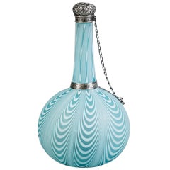 English Silver-Mounted Swirled Glass Perfume Bottle