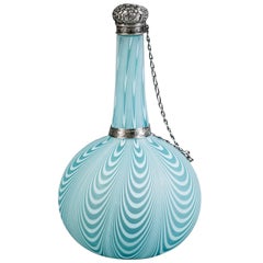 English Silver-Mounted Swirled Glass Perfume Bottle 