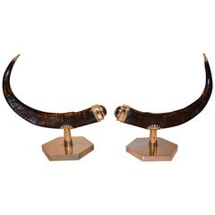 Vintage Pair of 1970s Mounted Horns by Redmile