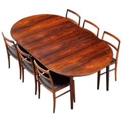Arne Vodder Oval Rosewood Dining Table Sibast, 1955