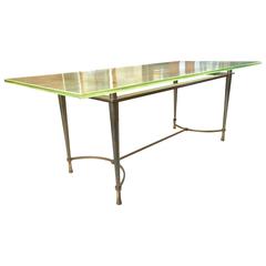 Jacques Quinet Unique Dining Table St Gobain Sandglass Top on a Pure Metal Base 8