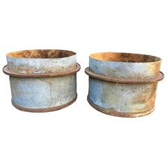 Four Pairs of French Industrial Iron Planter Tubs