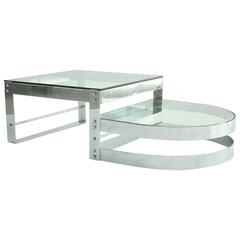 Modern Chrome and Glass Coffee Table Attributed to Willy Rizzo, circa 1970 12