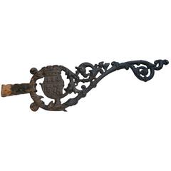 Antique Decorative Cast Iron Wall Bracket, 19th Century, from City of Amiens, France