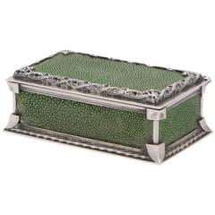 Arts & Crafts Silver and Shagreen Box by Omar Ramsden