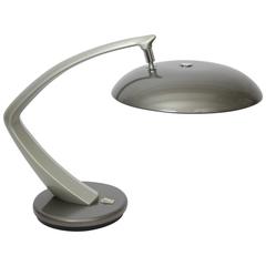 Spanish Fase Boomerang 64 Grey Enamel Desk Lamp, 1960s