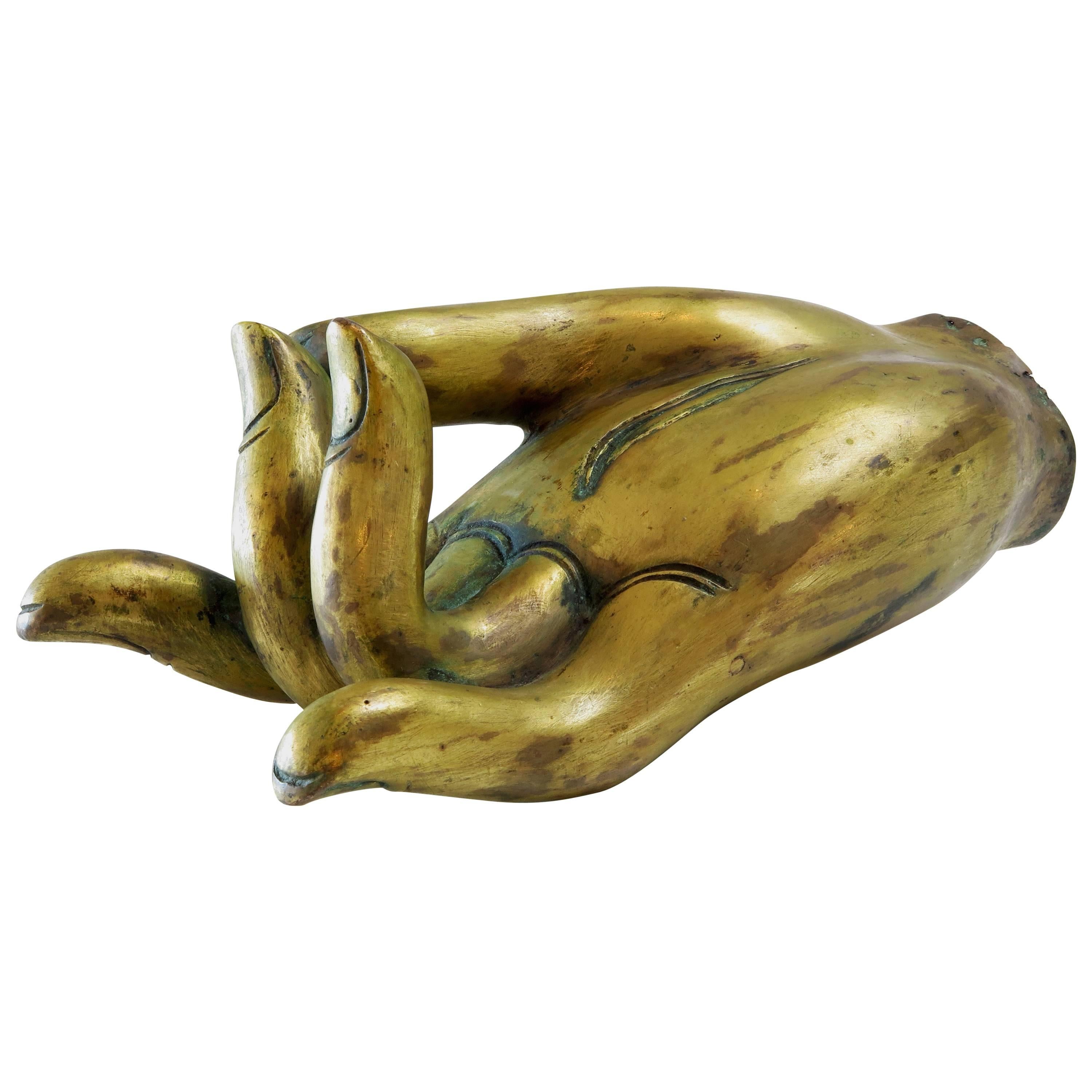 Antique Tibetan Gilt Bronze Hand of a Bodhisattva